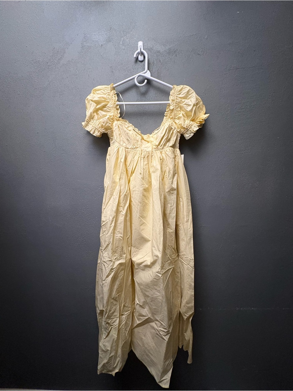 Worth Collective Olivia Pale Yellow Puff-Sleeve Maxi Dress